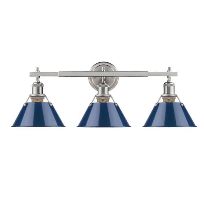 Golden Orwell 3 Light 24 Inch Bathroom Vanity Light in Pewter
