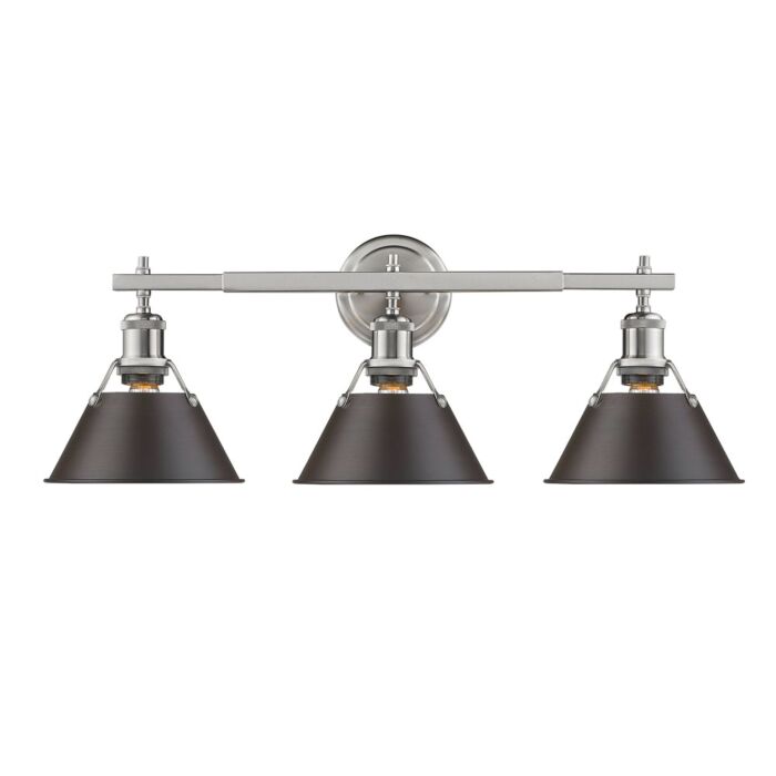 Golden Orwell 3 Light 24 Inch Bathroom Vanity Light in Pewter