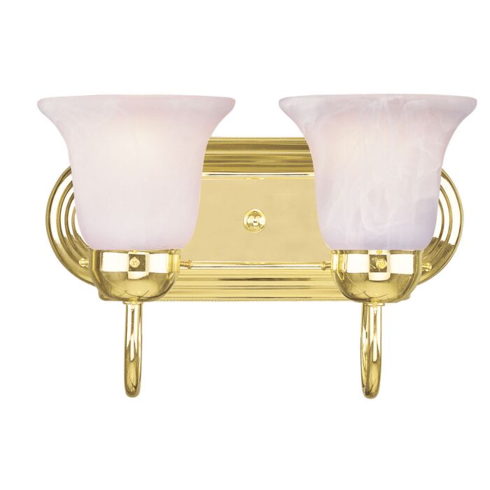 Rivera 2-Light Bathroom Vanity Light in Polished Brass