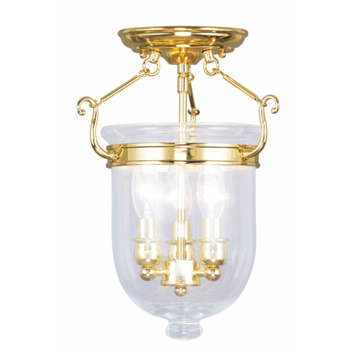 Jefferson 3-Light Ceiling Mount in Polished Brass