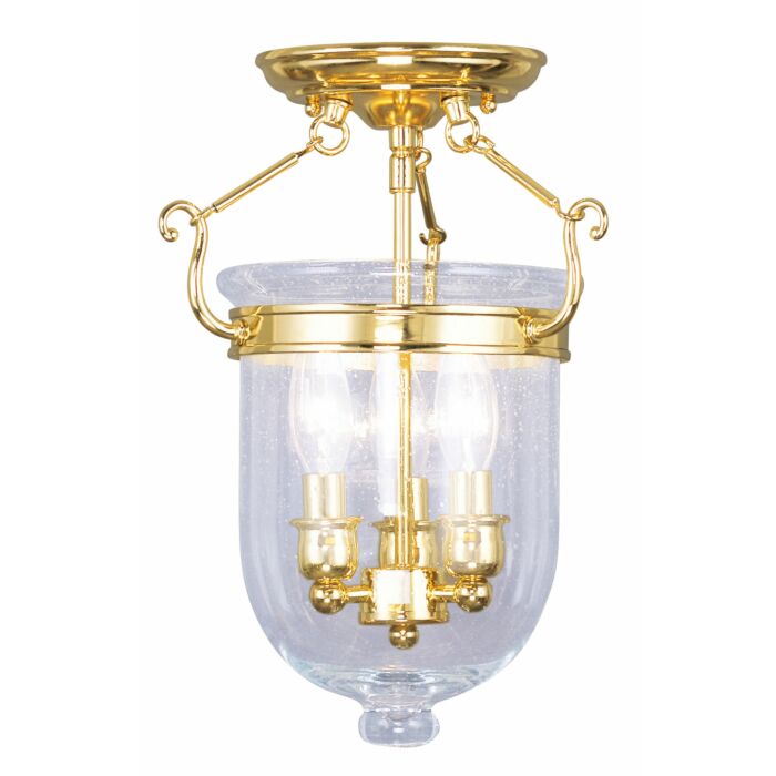 Jefferson 3-Light Ceiling Mount in Polished Brass