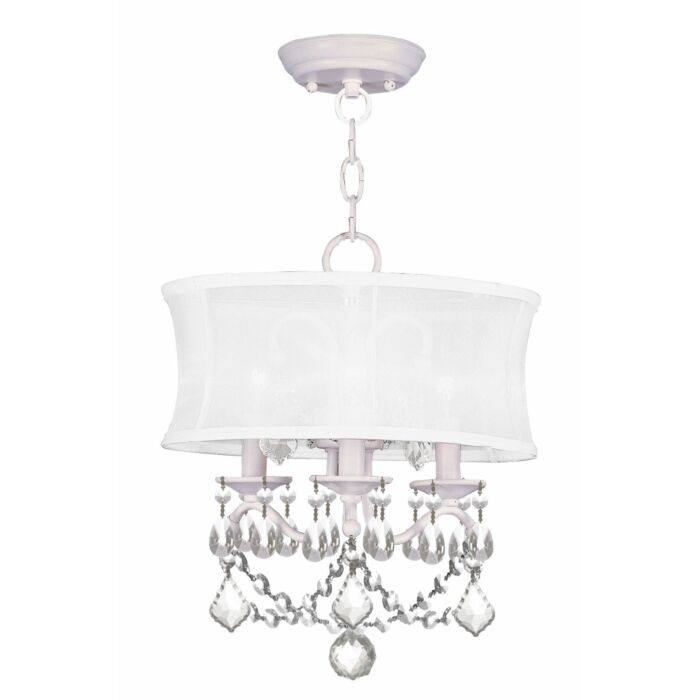 Newcastle 3-Light Mini Chandelier with Ceiling Mount in White