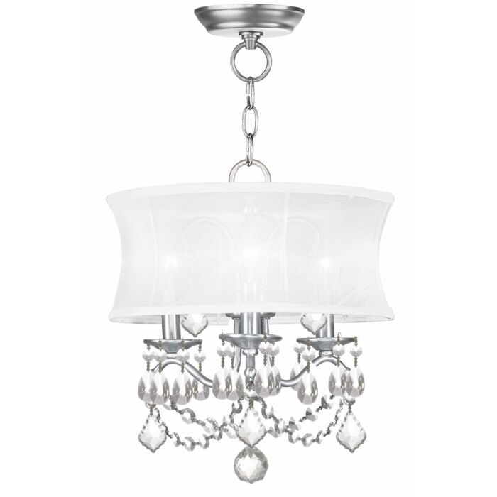 Newcastle 3-Light Mini Chandelier with Ceiling Mount in Brushed Nickel
