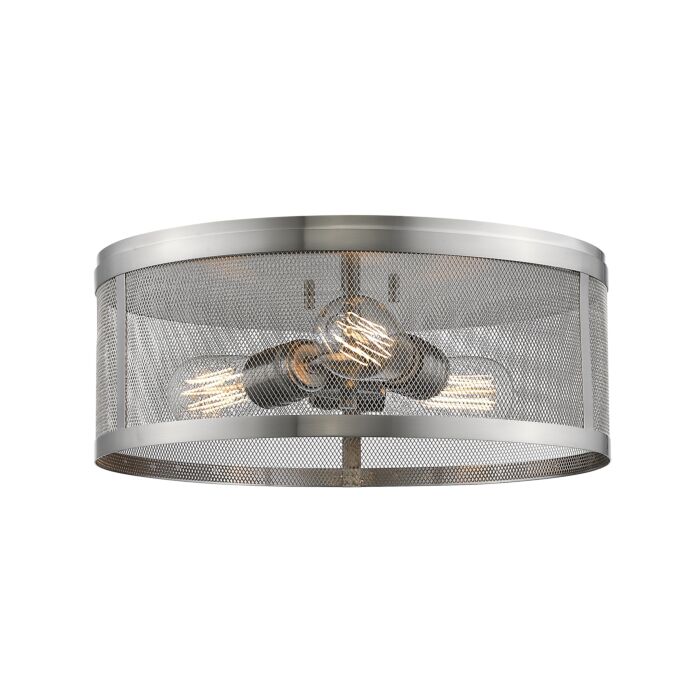 Z Lite Meshsmith 3 Light Flush Mount Ceiling Light In Brushed Nickel