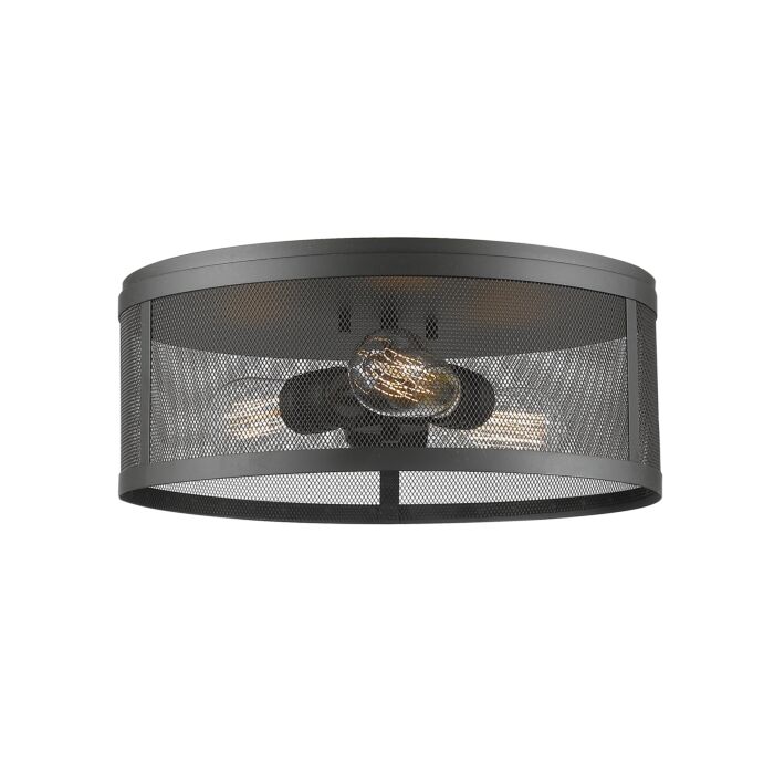 Z Lite Meshsmith 3 Light Flush Mount Ceiling Light In Bronze