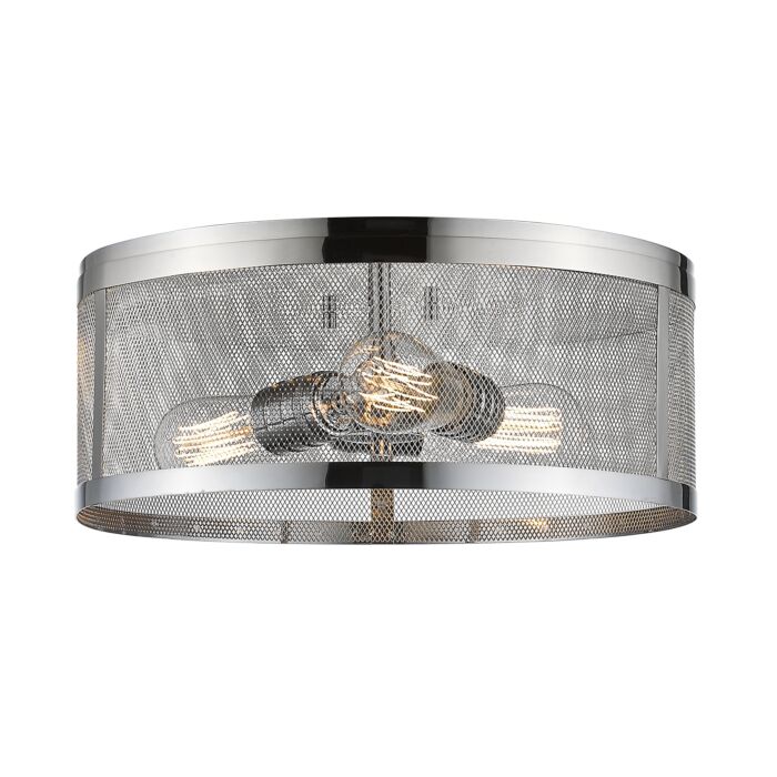 Z Lite Meshsmith 3 Light Flush Mount Ceiling Light In Chrome
