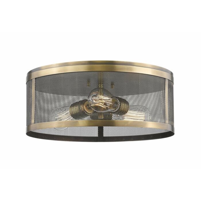 Z Lite Meshsmith 3 Light Flush Mount Ceiling Light In Natural Brass