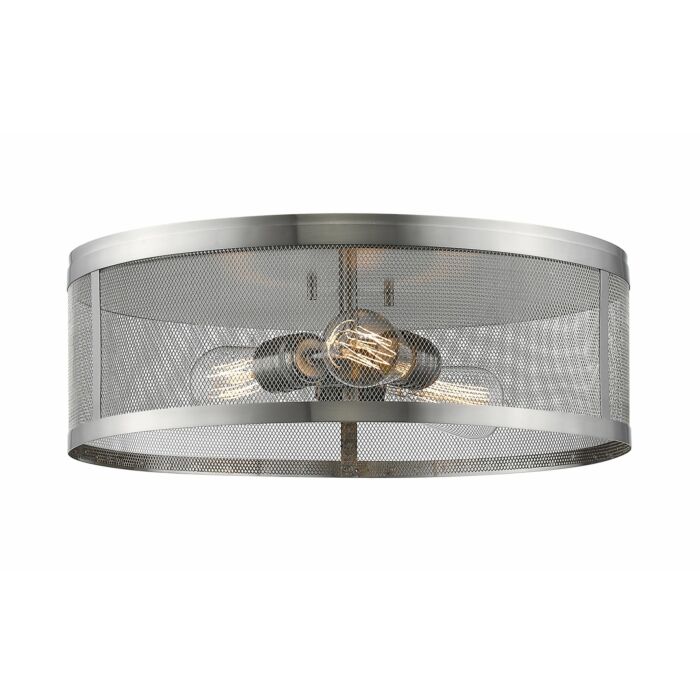 Z Lite Meshsmith 3 Light Flush Mount Ceiling Light In Brushed Nickel