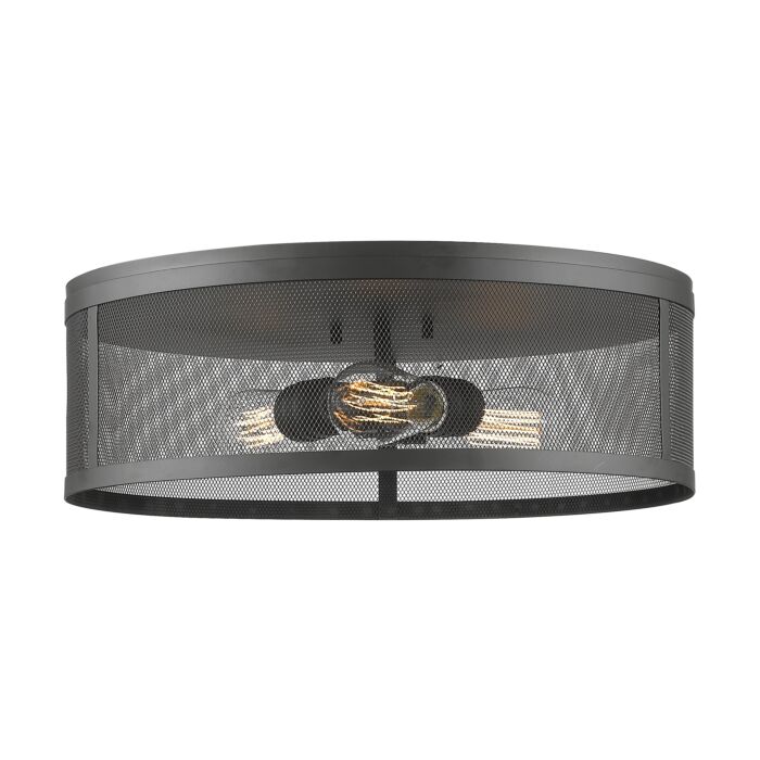 Z Lite Meshsmith 3 Light Flush Mount Ceiling Light In Bronze