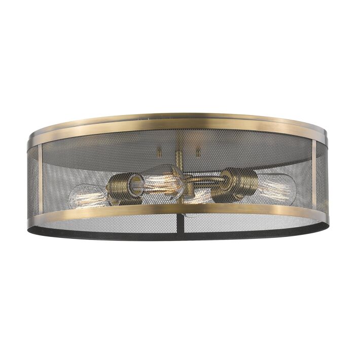 Z Lite Meshsmith 4 Light Flush Mount Ceiling Light In Natural Brass