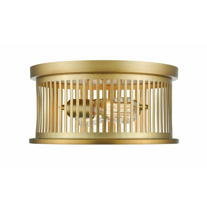 Z Lite Camellia 2 Light Flush Mount Ceiling Light In Brass