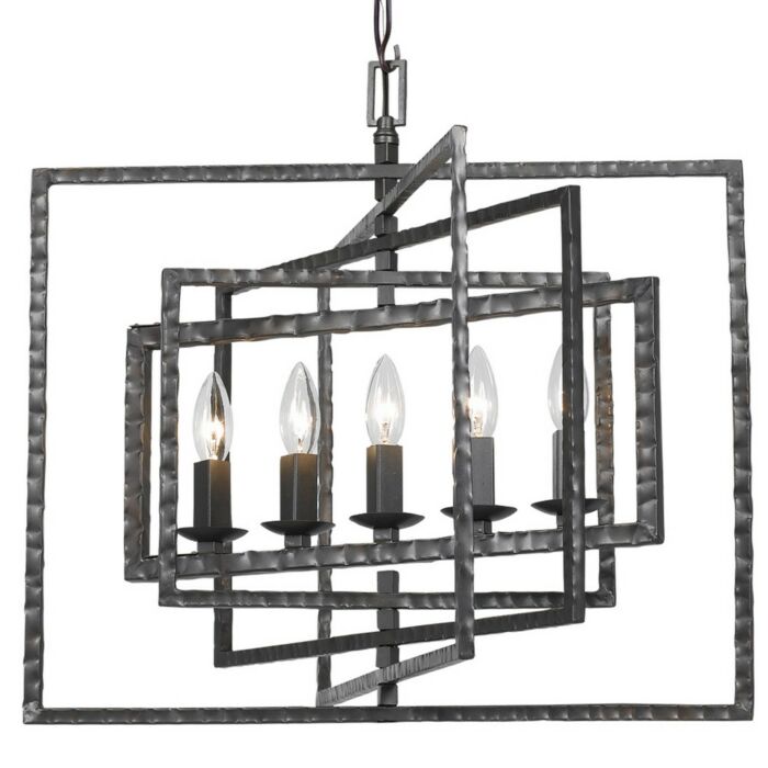 Crystorama Capri 5 Light 17 Inch Industrial Chandelier in Raw Steel