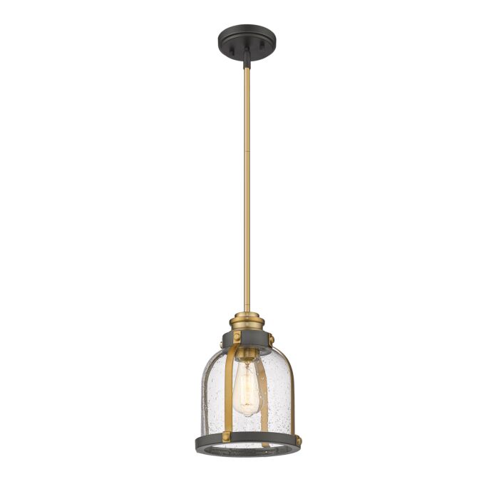 Z Lite Burren 1 Light Mini Pendant Light In Bronze With Brass