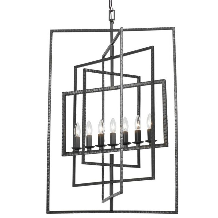 Crystorama Capri 7 Light 38 Inch Industrial Chandelier in Raw Steel