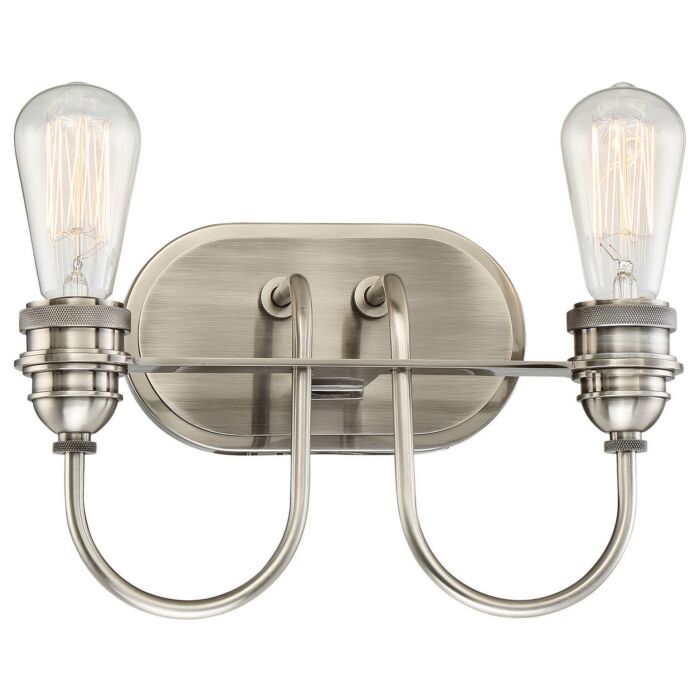 Minka Lavery Uptown Edison 2 Light 13 Inch Bathroom Vanity Light in Plated Pewter