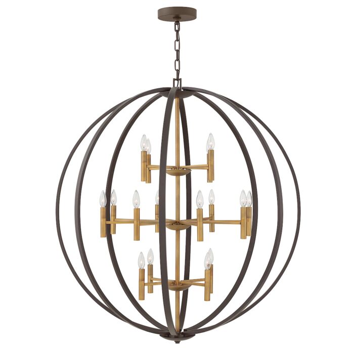 Hinkley Euclid 16 Light Three Tier Chandelier in Spanish Bronze