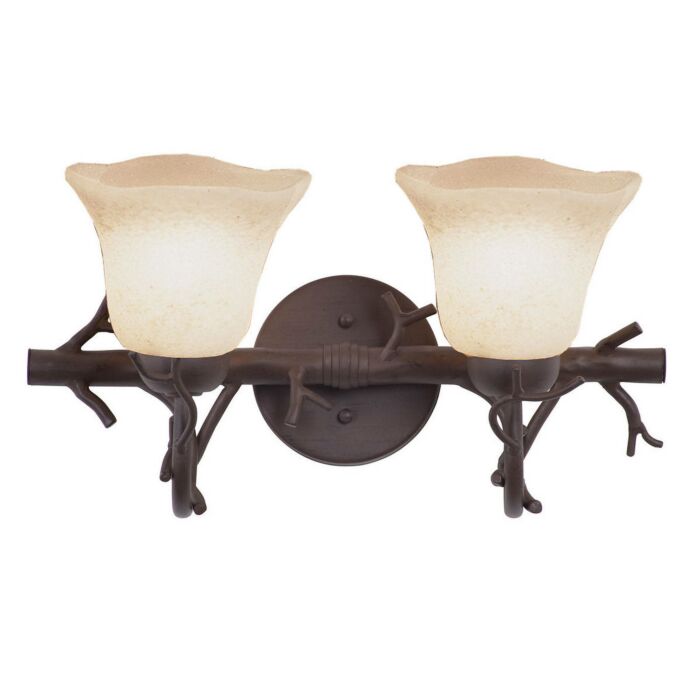 Kalco Vine 2 Light Bathroom Vanity Light in Bark Finish