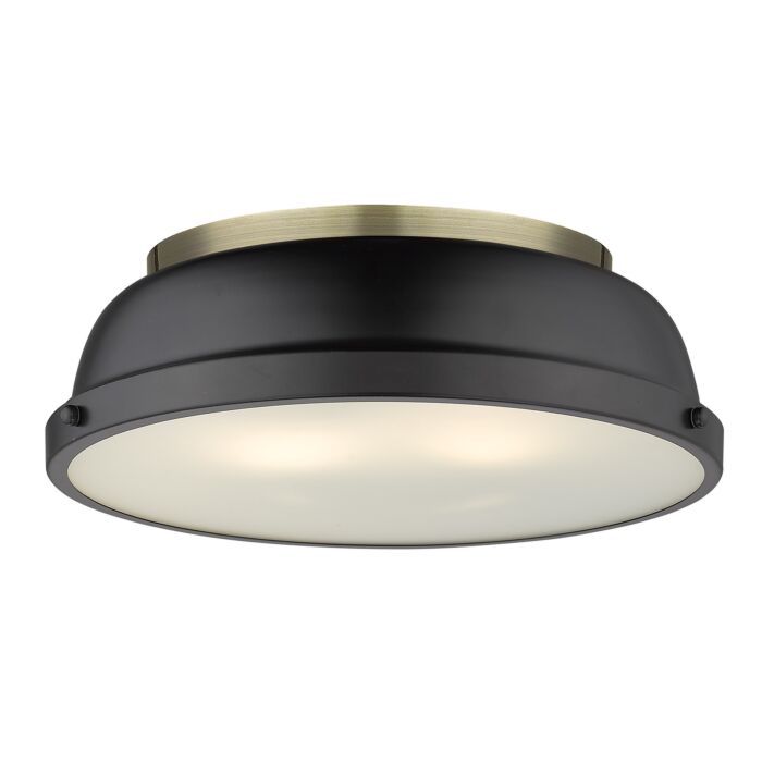 Golden Duncan 2 Light Ceiling Light in Aged Brass and Matte Black
