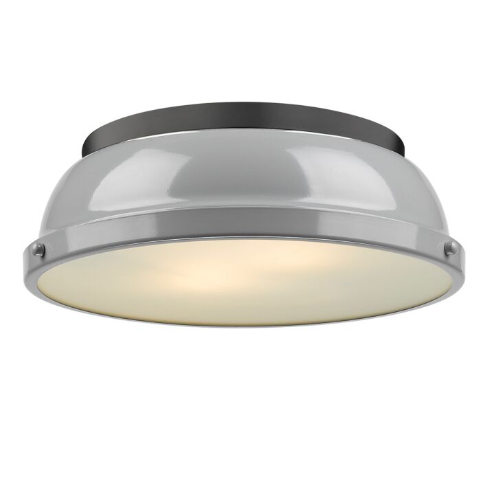 Golden Duncan 2 Light 14 Inch Ceiling Light in Matte Black and Gray