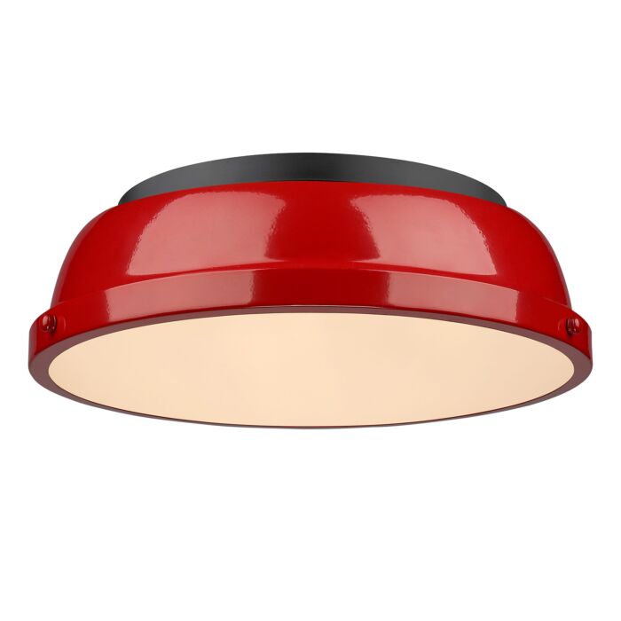 Golden Duncan 2 Light 14 Inch Ceiling Light in Matte Black and Red