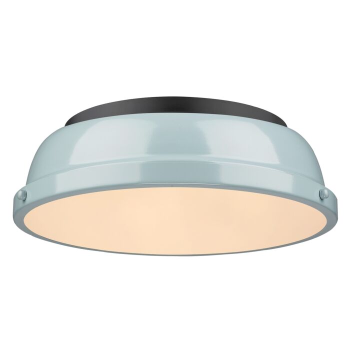 Golden Duncan 2 Light 14 Inch Ceiling Light in Matte Black and Seafoam