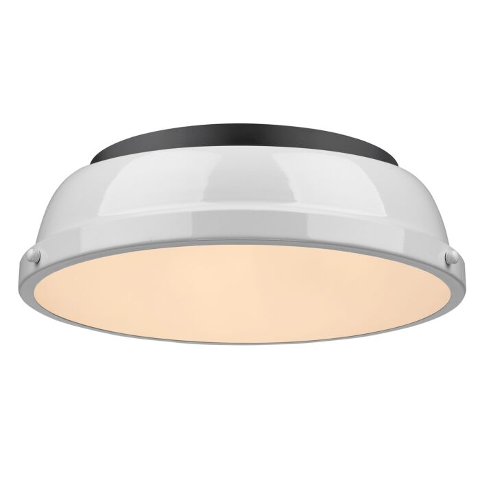 Golden Duncan 2 Light 14 Inch Ceiling Light in Matte Black and White