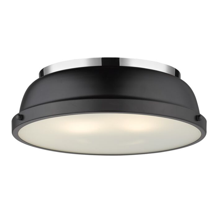 Golden Duncan 2 Light 14 Inch Ceiling Light in Chrome and Matte Black