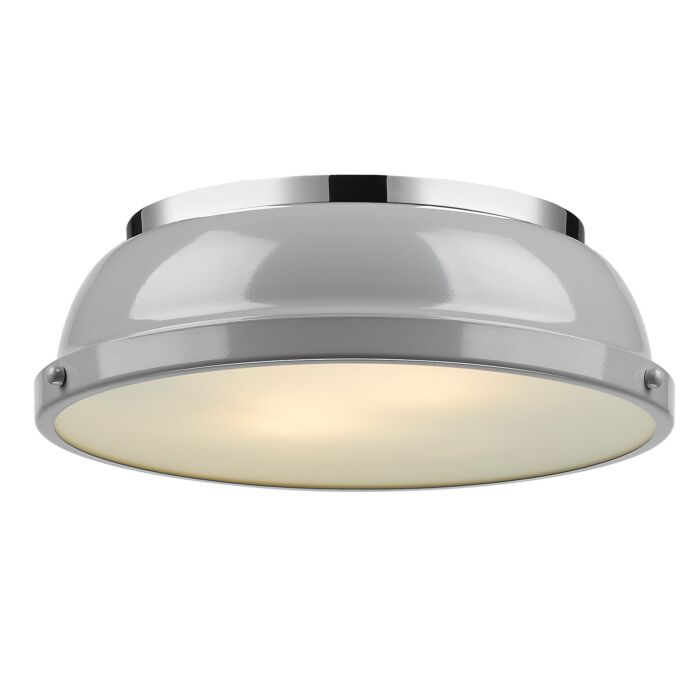 Golden Duncan 2 Light 14 Inch Ceiling Light in Chrome and Gray