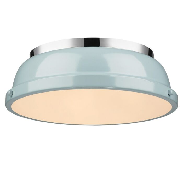 Golden Duncan 2 Light 14 Inch Ceiling Light in Chrome and Seafoam