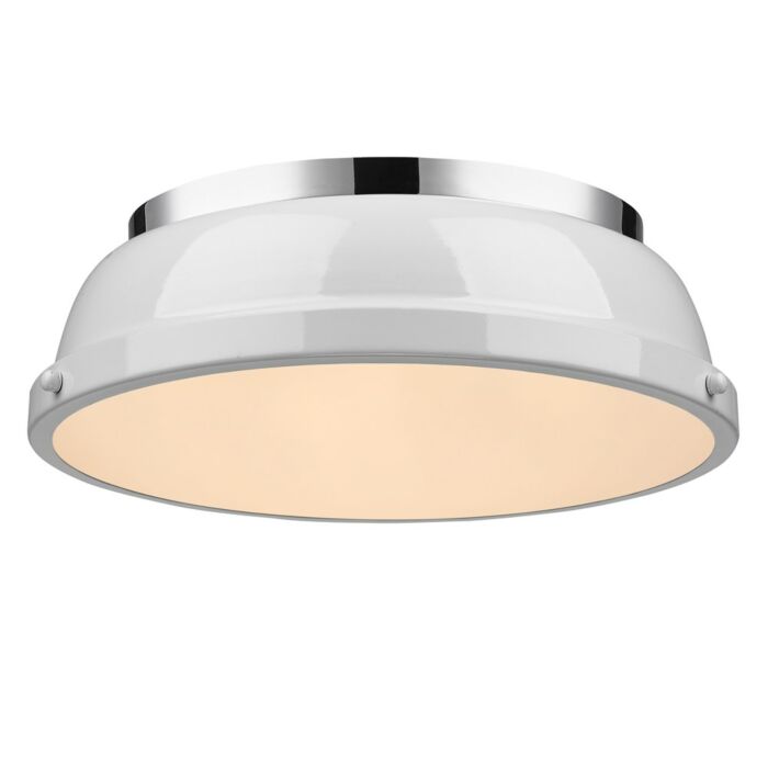 Golden Duncan 2 Light 14 Inch Ceiling Light in Chrome and White