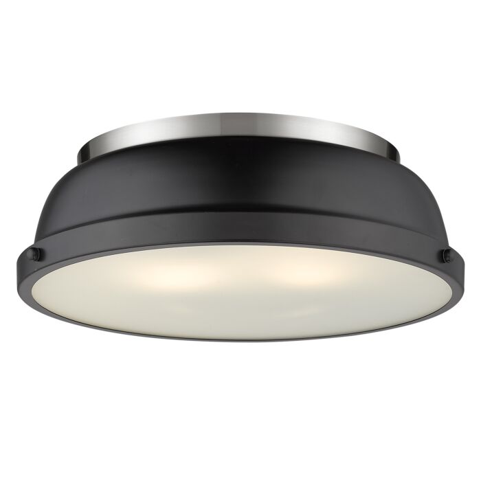 Golden Duncan 2 Light 14 Inch Ceiling Light in Pewter and Matte Black