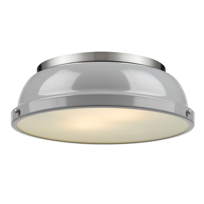 Golden Duncan 2 Light 14 Inch Ceiling Light in Pewter and Gray