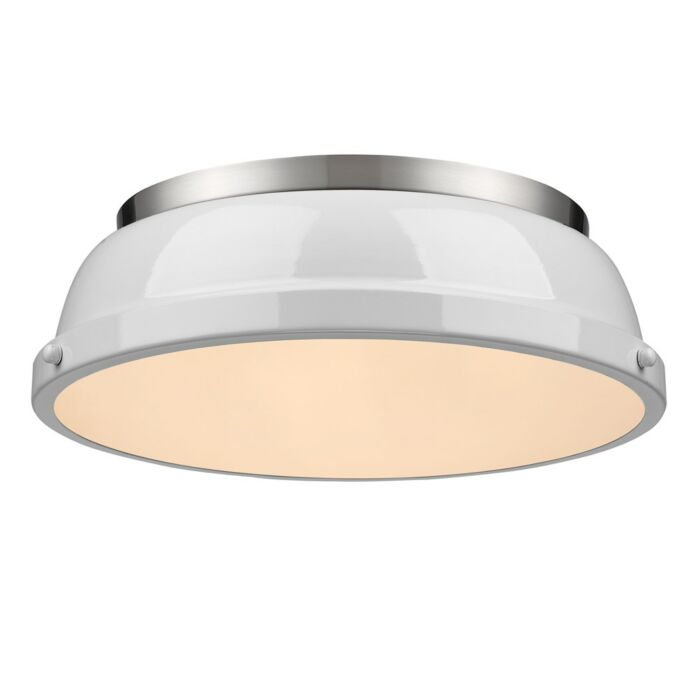 Golden Duncan 2 Light 14 Inch Ceiling Light in Pewter and White