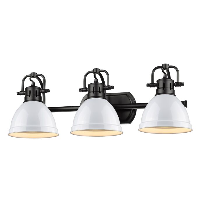 Golden Duncan 3 Light Bathroom Vanity Light in Black and White