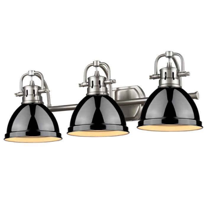 Golden Duncan 3 Light Bathroom Vanity Light in Pewter and Black