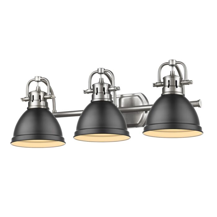 Golden Duncan 3 Light Bathroom Vanity Light in Pewter and Matte Black