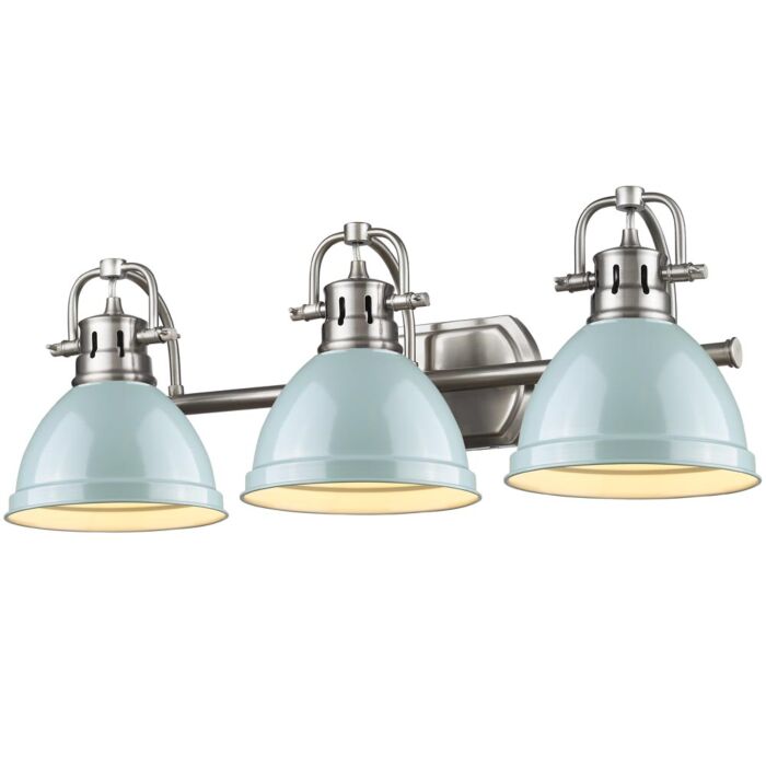 Golden Duncan 3 Light Bathroom Vanity Light in Pewter and Seafoam