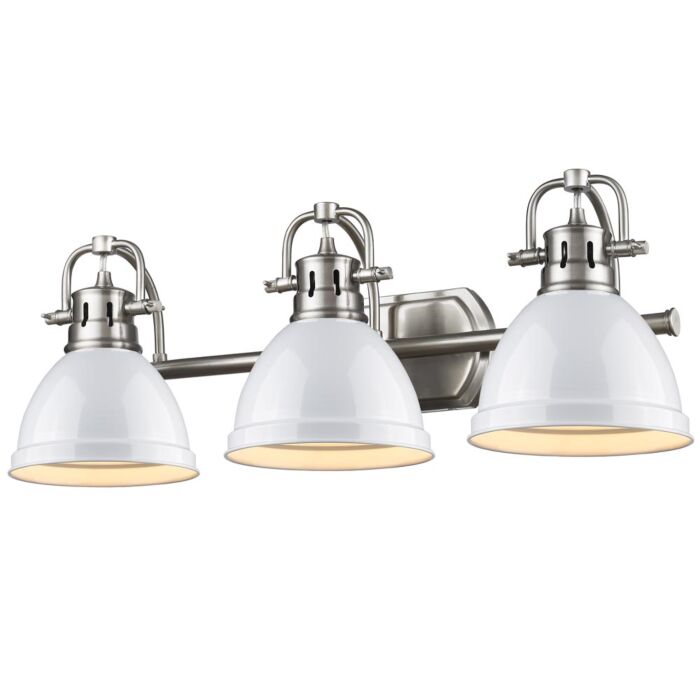 Golden Duncan 3 Light Bathroom Vanity Light in Pewter and White