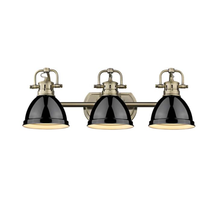 Golden Duncan 3 Light 25 Inch Bathroom Vanity Light in Aged Brass