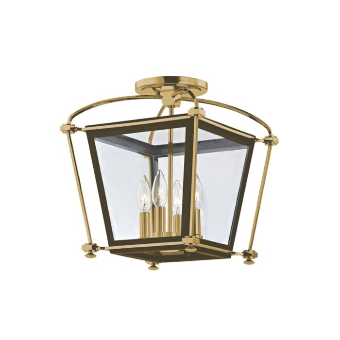 Hudson Valley Hollis 4 Light 13 Inch Ceiling Light in Aged Brass
