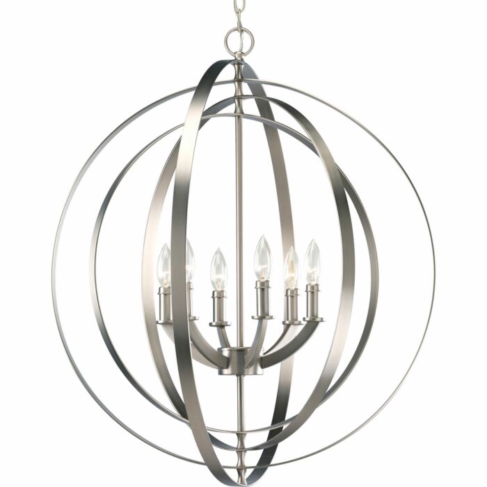 Equinox 6-Light Foyer Pendant in Burnished Silver