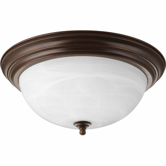 Dome Glass - Alabaster 3-Light Flush Mount in Antique Bronze