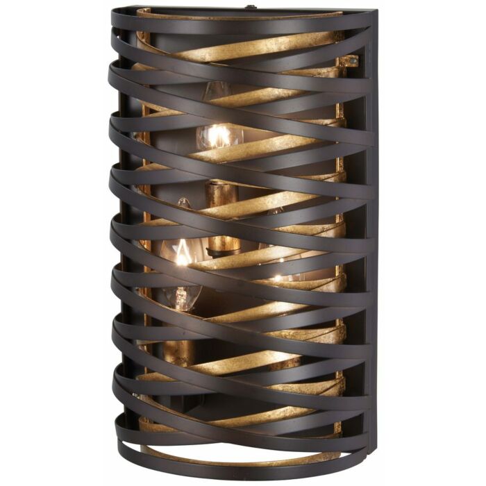 Minka Lavery Vortic Flow 8 Light 12 Inch Wall Sconce in Dark Bronze with Mosaic Gold Inte