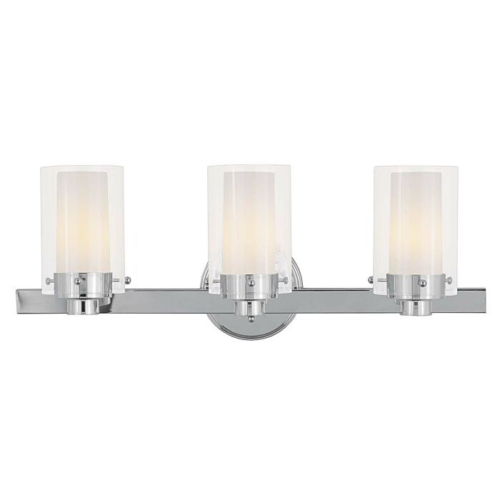 Manhattan 3-Light Bathroom Vanity Light in Polished Chrome