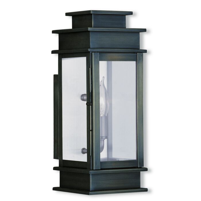 Princeton 1-Light Outdoor Wall Lantern in Vintage Pewter w with Polished Chrome Stainless Steel