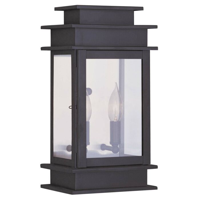 Princeton 2-Light Outdoor Wall Lantern in Bronze w with Polished Chrome Stainless Steel