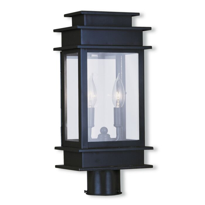 Princeton 2-Light Outdoor Post Lantern in Bronze w with Polished Chrome Stainless Steel