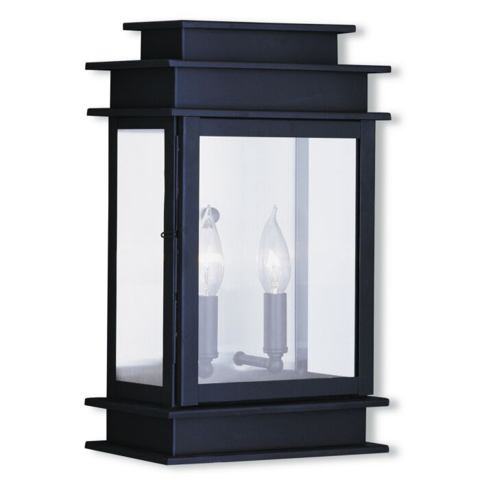 Princeton 2-Light Outdoor Wall Lantern in Bronze w with Polished Chrome Stainless Steel