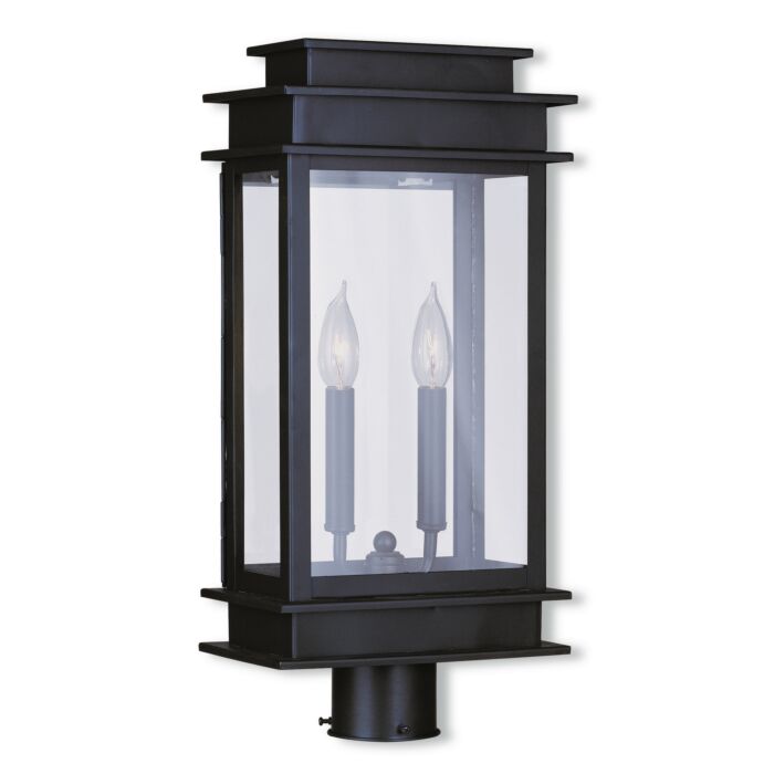 Princeton 2-Light Outdoor Post Lantern in Bronze w with Polished Chrome Stainless Steel