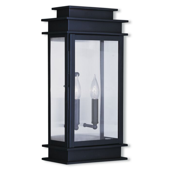 Princeton 2-Light Outdoor Wall Lantern in Bronze w with Polished Chrome Stainless Steel